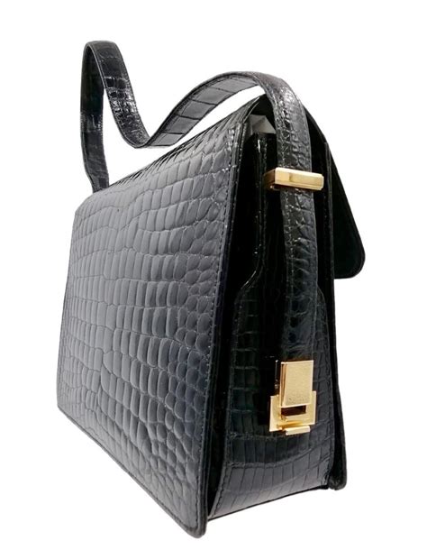 Borsa Gucci in pelle di coccodrillo nera Nero ref.206900.